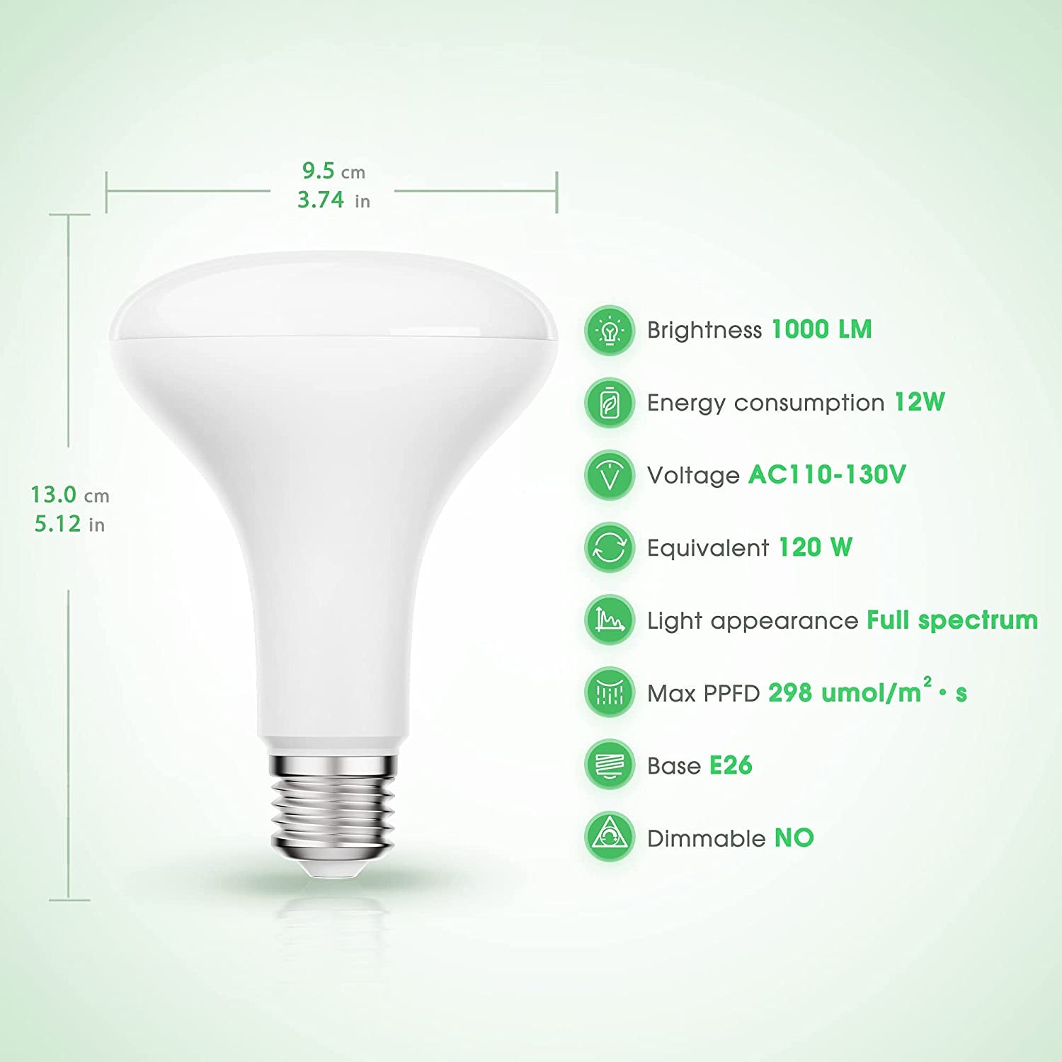4 Pack LED Grow Light Bulb, BR30 Grow Light Bulbs, Full Spectrum Grow Light Bulb 12W, 120W Equivalent, E26 Plant Light Bulbs, Grow Light for Indoor Plants, Seedlings, Greenhouse