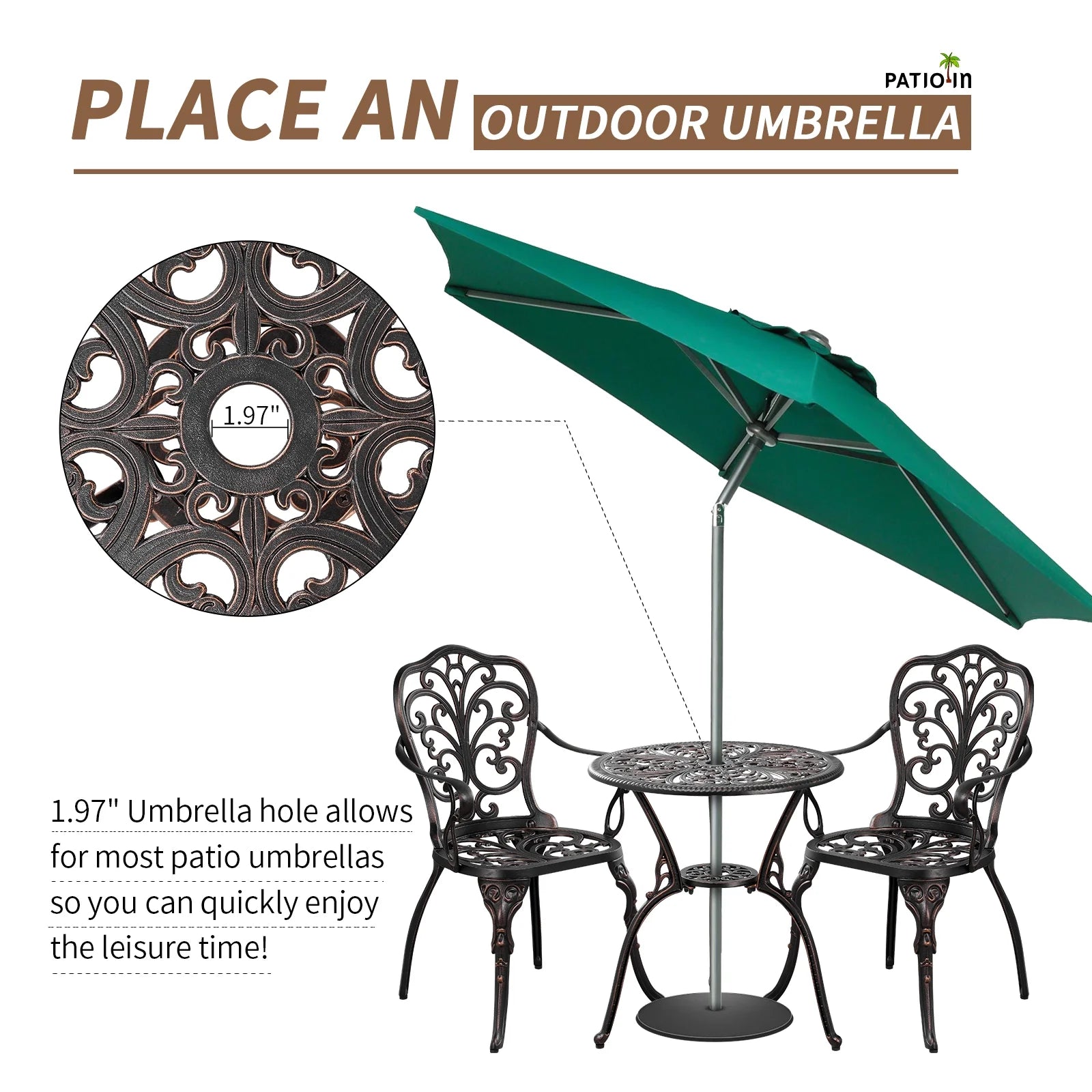 Outdoor Bistro Set 3 Piece Cast Aluminum Patio Bistro Sets Outdoor Patio Furniture Set for Garden,Bronze