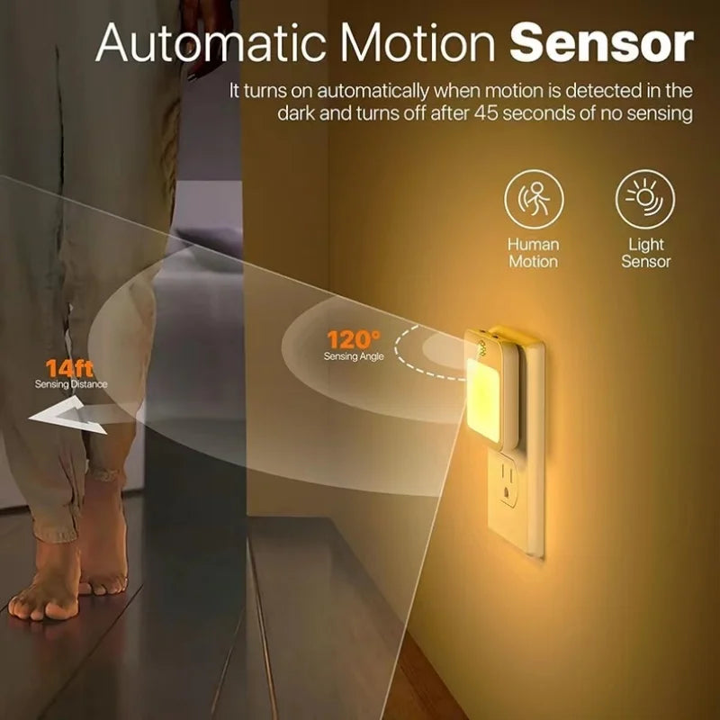 Night Light Motion Sensor with LED Light EU Plug Lamps Children'S Night Light Wireless Night Lamp for Bedside Table Bedroom