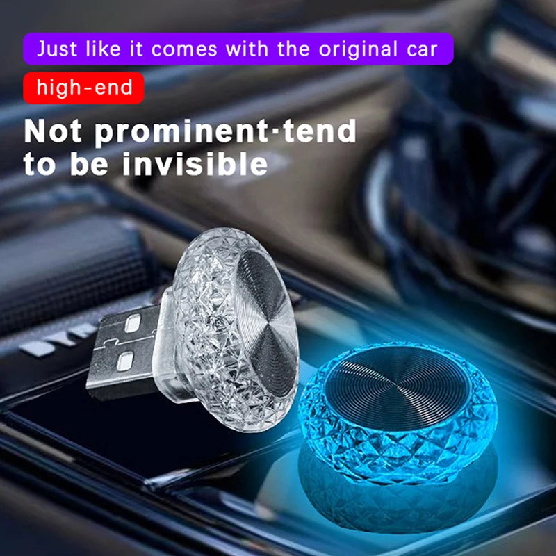 Portable Car USB Ambient Light Mini LED Decorative Atmosphere Lamps for Auto Interior Environment Light Computer Light Plug Play