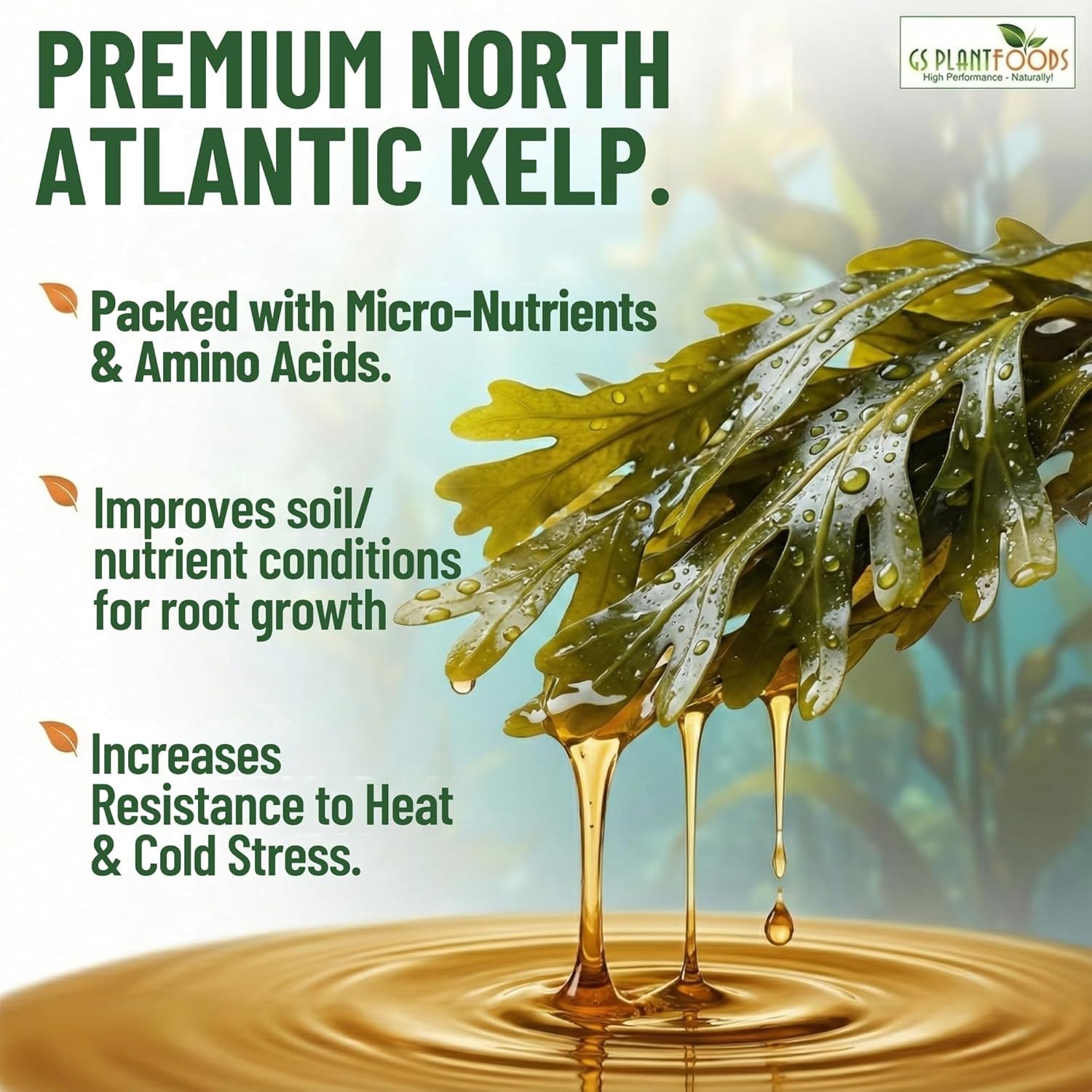 Liquid Kelp Fertilizer – Suitable for Organic Growing, OMRI Listed Seaweed Concentrate for Lawns, Gardens & Soil - 1 Gallon (Makes up to 800+ Gallons)