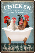 Funny Chicken Decor Bathroom Decor Bathtub Decor Chicken Coop Accessories Farm Decor Chicken Signs Wall Art Poster Retro Poster Bar Home Bathroom Wall Decoration Sign Metal Tin 8X12 Inch